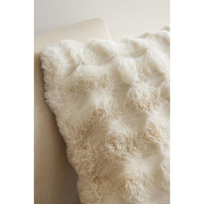 Coussin imprimé déhoussable Polyester fausse fourrure "Astra" toutes dimensions Le fil d'Ariane - Astra Ivoire - Coussin 40 x 60 cm