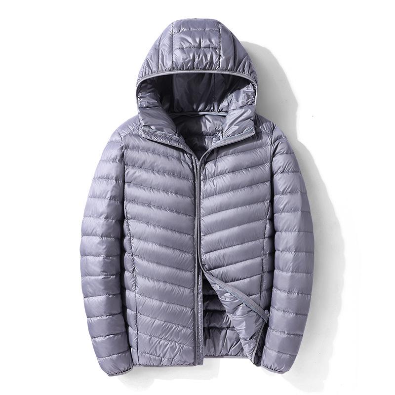 Trendy Men's Hooded Lightweight Down Jacket - 90% White Duck, Perfect for Spring & Autumn