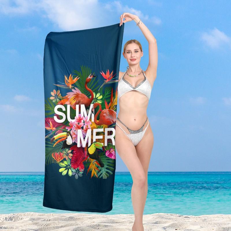 100% Cotton Printed Quick-Dry Beach Towel Adults Sand-Resistant Large Bath 75x150cm Customizable Design Lightweight Absorbent Pool Travel Yoga