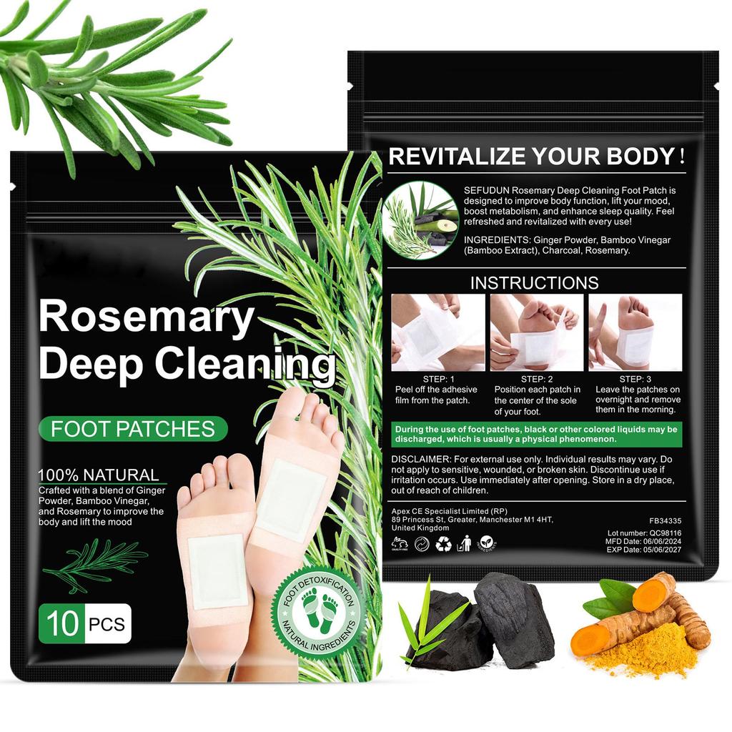 Rosmarinus Foot Pads 10pc Adhesive Sheets For Foot And Body Care Better, Natural Powder Vinegar Foot Patches For Pain Relief, Stress, Relaxation 10pcs