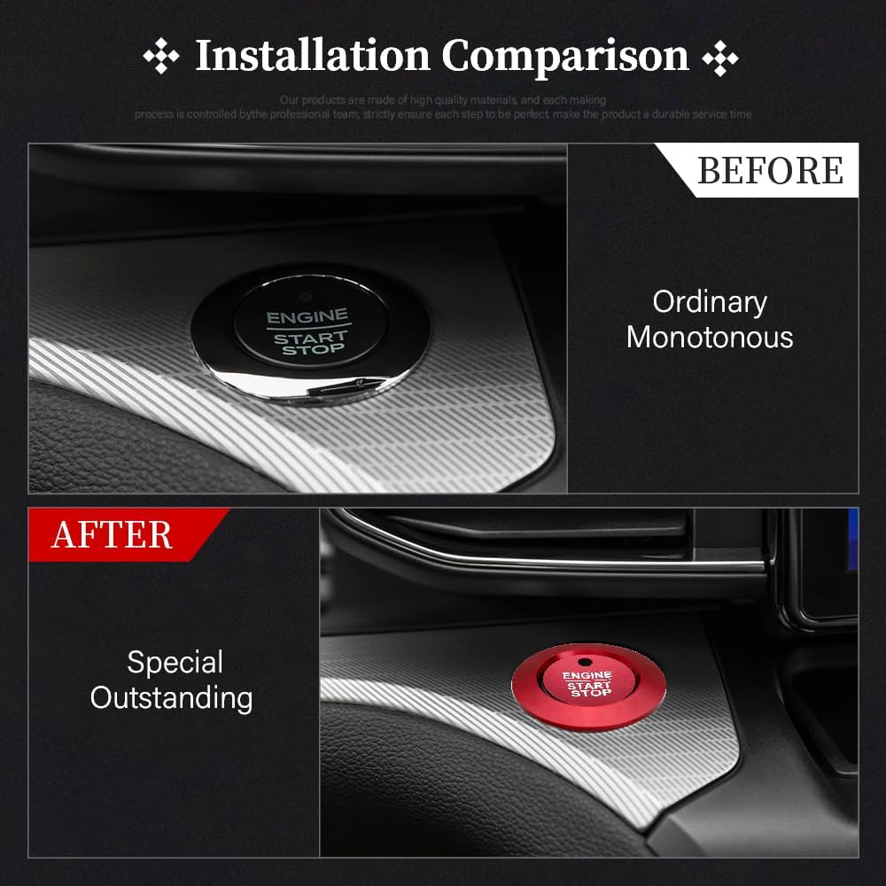 LECART Red Start Button Cover Sticker Fit for Ford Explorer ST XLT Limited Platinum 2024 Auto Interior Accessories Keyless Ignition Decoration