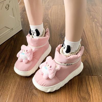 Женские ботинки для снега Водонепроницаемые женские ботинки для снега Зимние нескользящие утолщенные плюшевые ботильоны Женские ботинки без застежек на мягкой подошве Теплая обувь