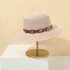 Summer new rivet belt straw woven flat top hat casual retro sun hat travel vacation straw hat sun protection hat women
