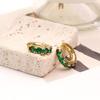 AREUM Earrings and Rings, Jimin Motif, Set of 2, Gold and Green, One-Touch Earrings (Gold and Clear)