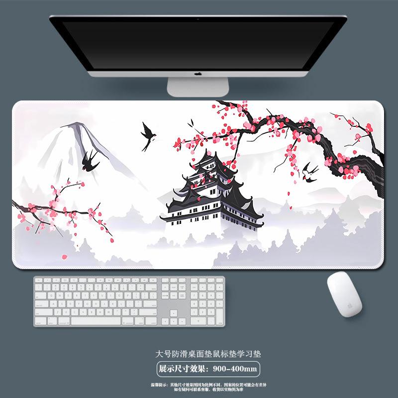 Ink Cherry Blossom Mouse Pad Large Office Desk Pad Life Black and White Series Mouse Pad Rubber Non-slip