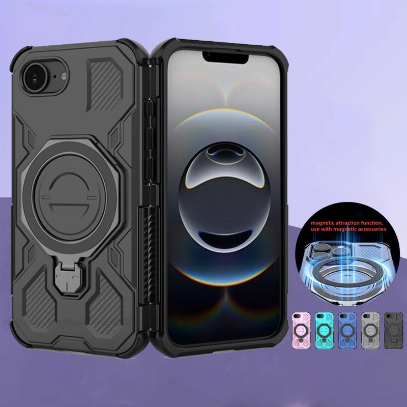 Для чехла-накладки iPhone 16E Capas iPhone 16E Противоударный бампер Задняя магнитная адсорбция Кольцо-держатель Fundas iPhone 16E