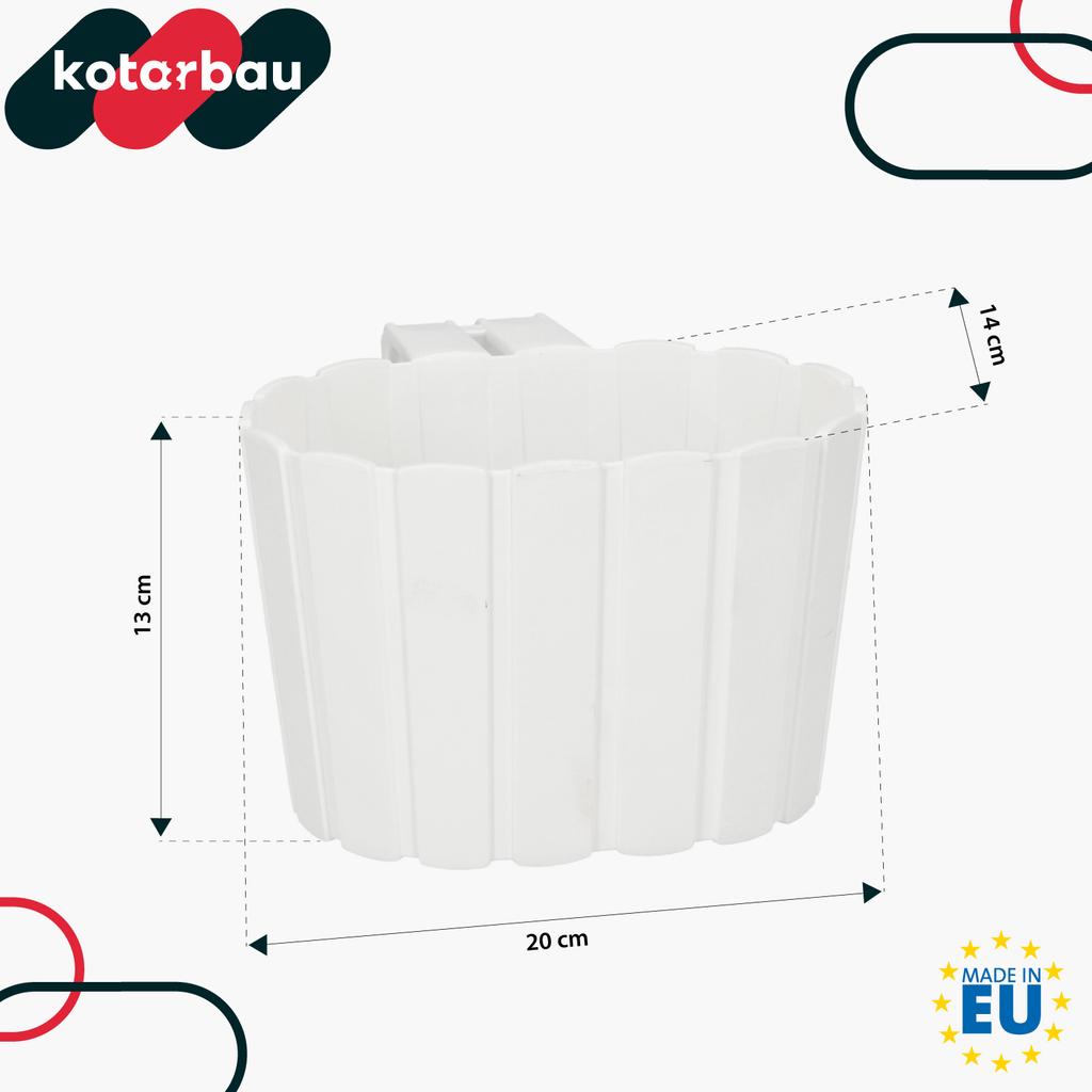 Balcony Flowerpot for Hanging on a Balustrade, Rustic White, 20cm, 6 pcs