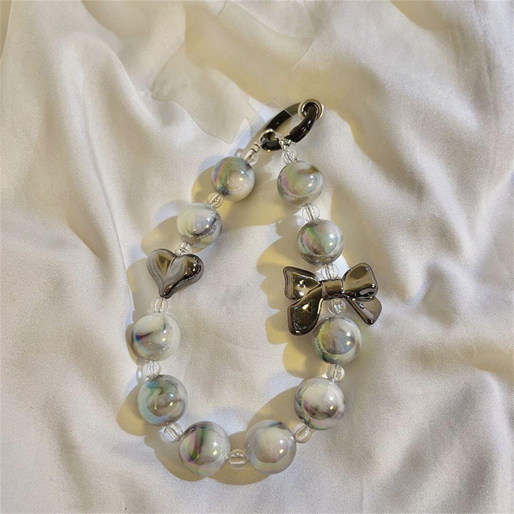 Love Beads Beads Phone Chain Cartoon Bear Cellphone Strap Mobile Phone Lanyard Hanging Cord