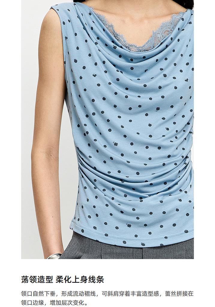 LILY Retro Swinging Neck Polka Dot T-shirt Short