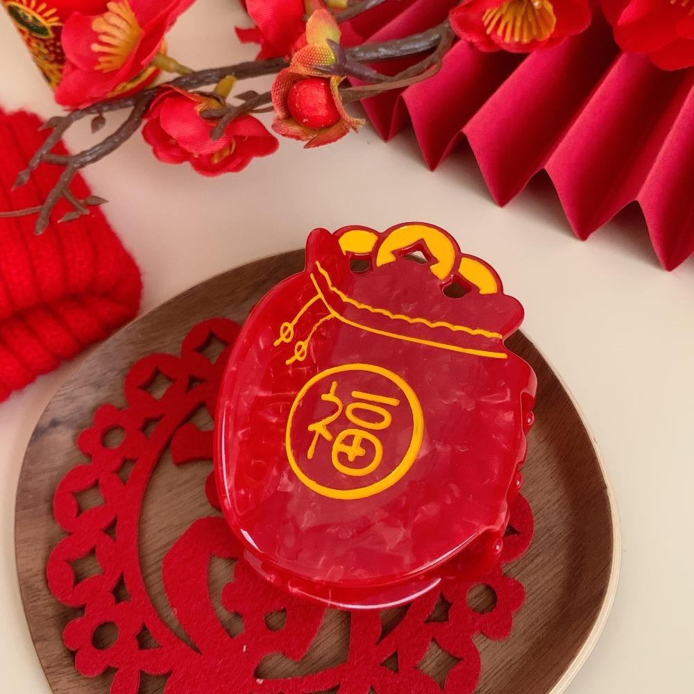 Creative Cartoon New Year Hair Claw Lantern Grab Clip Acetate Claw Clip Headwear Plate Hair Large Shark Clip Hair Accessories