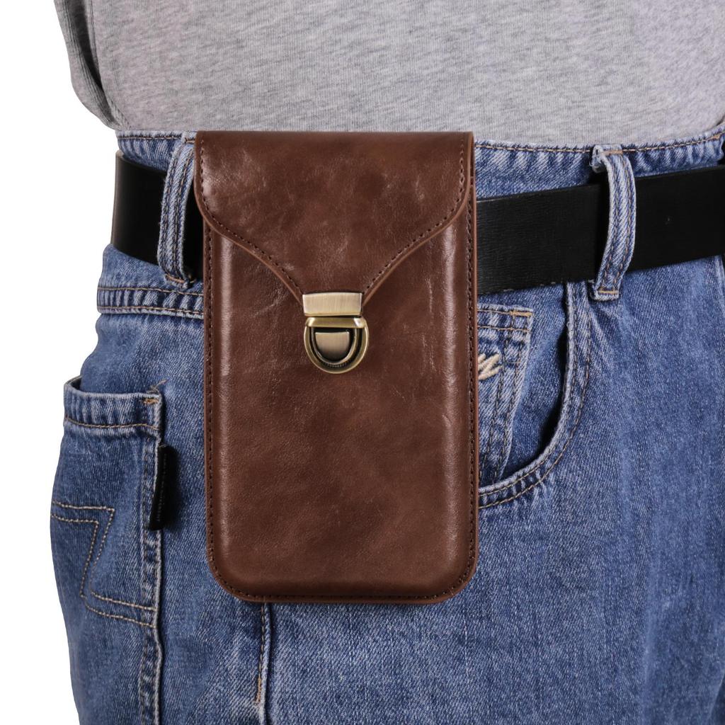 Luxury Leather Belt Clip Phone Case Men Waist Bag Holder For iPhone 16 15 14 13 Pro Max Samsung S24 S23 S22 Plus A55 Redmi Note 12 9 Holster Pouch AVE