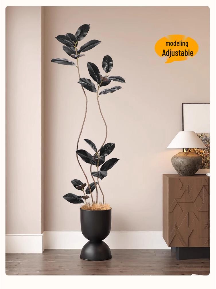 Роскошное искусственное дерево Фикус Эластика Черное Золото: Комнатное украшение и напольное украшение