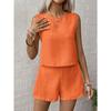 Ladies Solid Colour Sleeveless Vest Shorts Casual Fashion Two Piece Set