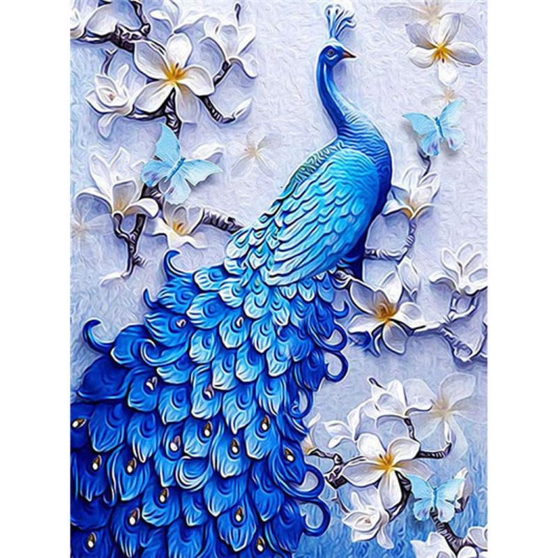 5D DIY Diamond Embroidery Animal Peacock Cross Stitch Diamond Painting Full Round Drill Picture of Home Christmas Present
