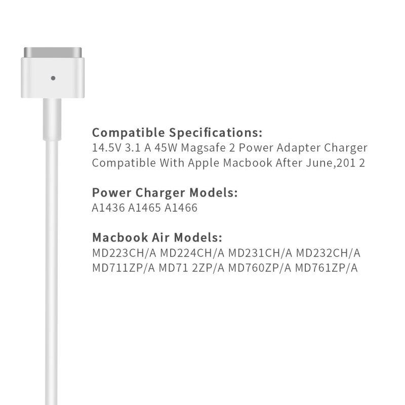 Зарядное устройство переменного тока Magsafe2 с Т-образным наконечником для MacBook Air 11/13 дюймов (MacBook Air выпущен позже