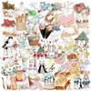 50/100PCS Cartoon Healing Cat PET Graffiti Stickers Decorative DIY Water Cup Phone Case Decorative Stickers