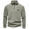 MINISO Polo Ralph Lauren Embroidered Women's New Item Stand Up Collar Half Zipper Long Sleeved Sweatshirt Trendy Casual Fleece Top