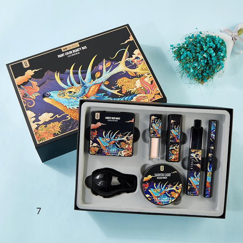 Makeup Suit Elk Combination BB Cream Powder Puff Lipstick Eyeliner Concealer Seven-Piece Set