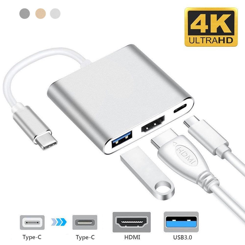 Professional Multi-port Adapter USB-C USB 3.0 USB 3.1 Type C 3 in 1 Hub 4K HDMI
