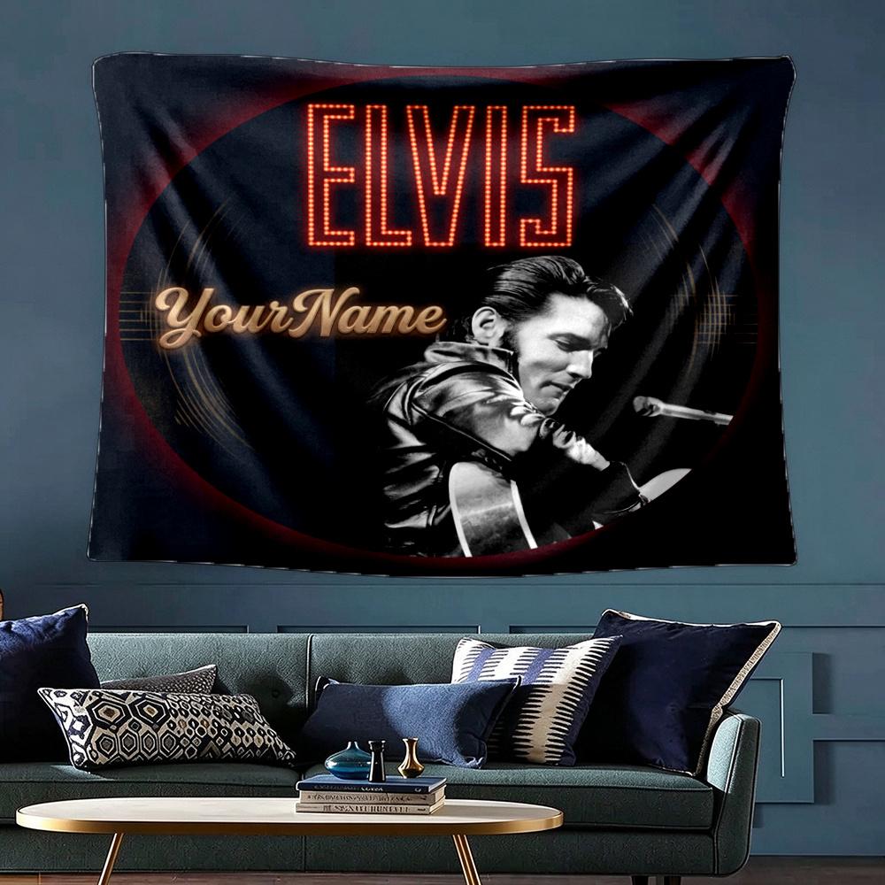 Elvis Custom Your Name Wall Decor Tapestry Art For Pet Memorial Birthday Wedding Party Backdrop Family Gift