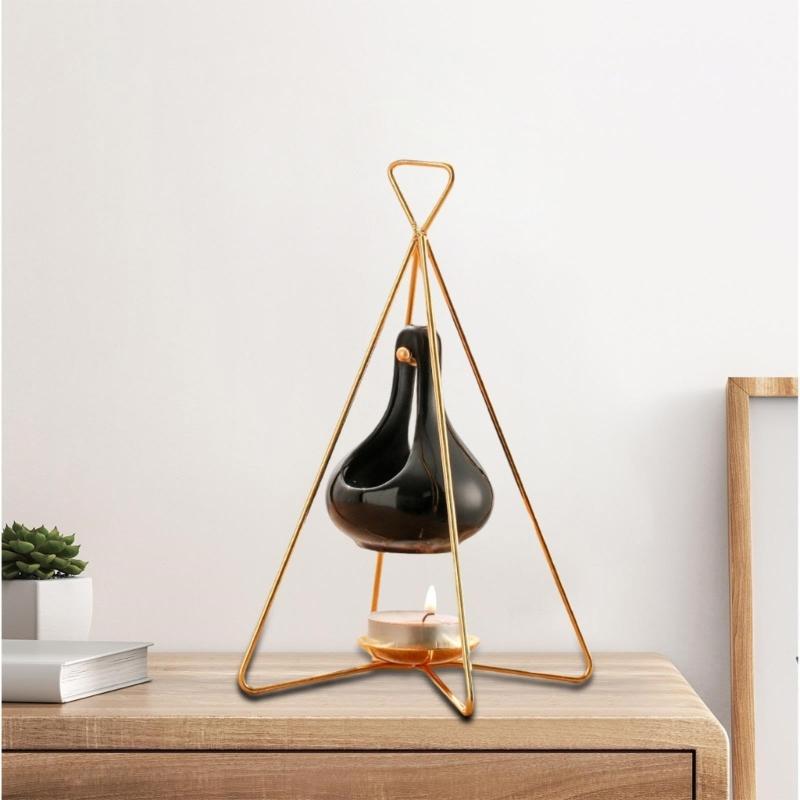 Ароматическая восковая горелка с металлической подставкой, керамический подсвечник для дома и офиса, релаксация, восковая горелка для чайной свечи