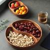 Japanese Round Wooden Dessert Plate Kitchen Accessory Dinner Plate Divider Bowl Fruit Snacks Household Candy Nuts Wooden Plate