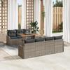 8-Piece Garden Sofa Set with Grey Rattan Cushions, 2-Seater Garden Sofa with Storage & Gray Cushions 3358155