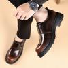 Fashionable Retro Men's Polished Big Toe Leather Shoes Autumn Men Buckle Comfortable Thick Soled Casual Shoes Mengke Trendy Shoe