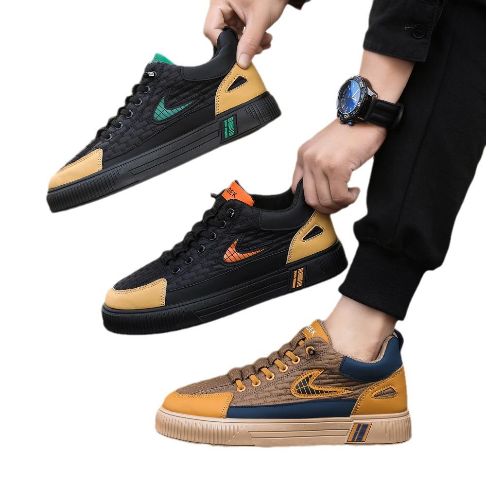 Мужские водонепроницаемые кожаные кроссовки Slip-On Casual Sneakers - спортивная обувь с толстой подошвой, увеличивающая рост, на осень