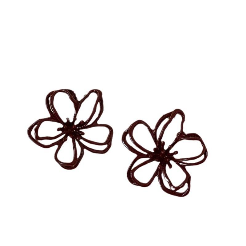 Легкие роскошные высококачественные серьги-гвоздики Ankola Red Empty Flower, женские элегантные модные серьги в стиле ретро