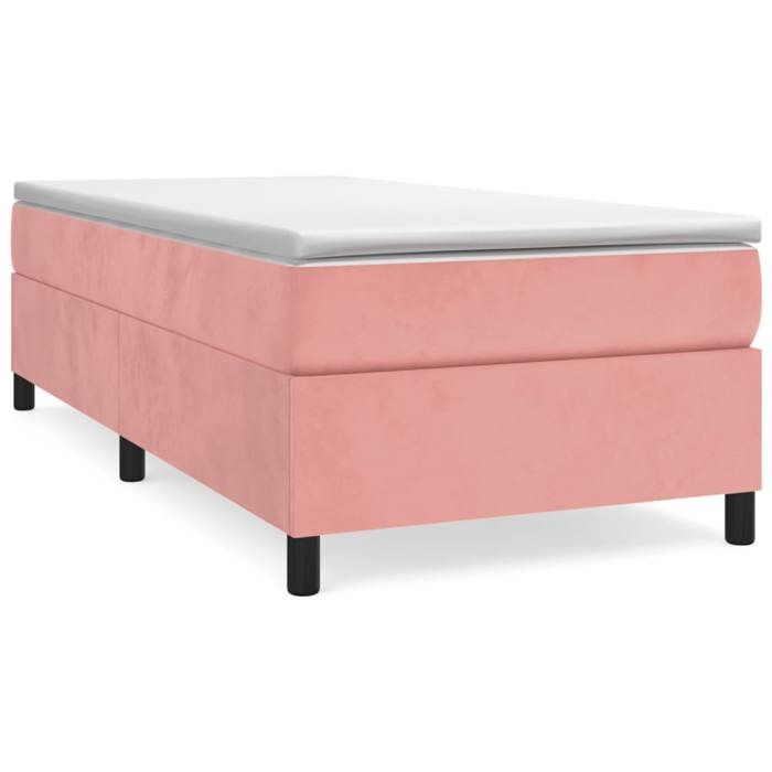 Cadre de lit avec matelas - Maison Exclusive - 100x200 cm - Velours rose - Confort optimal