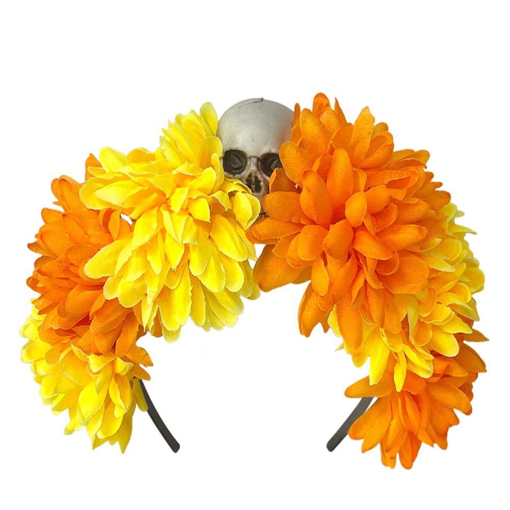Головной убор в виде черепа паука на Хэллоуин, карнавальный костюм, мексиканская роза, корона для женщин