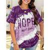 Топ большого размера с принтом букв, колор-блок, круглый вырез, короткий рукав, женские топы для досуга