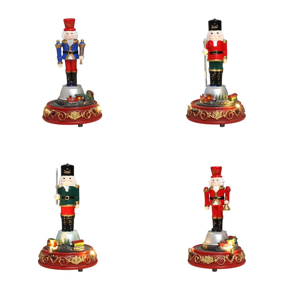 Christmas Nutcracker Statue with Light and Music for Shelf Indoor Bedroom