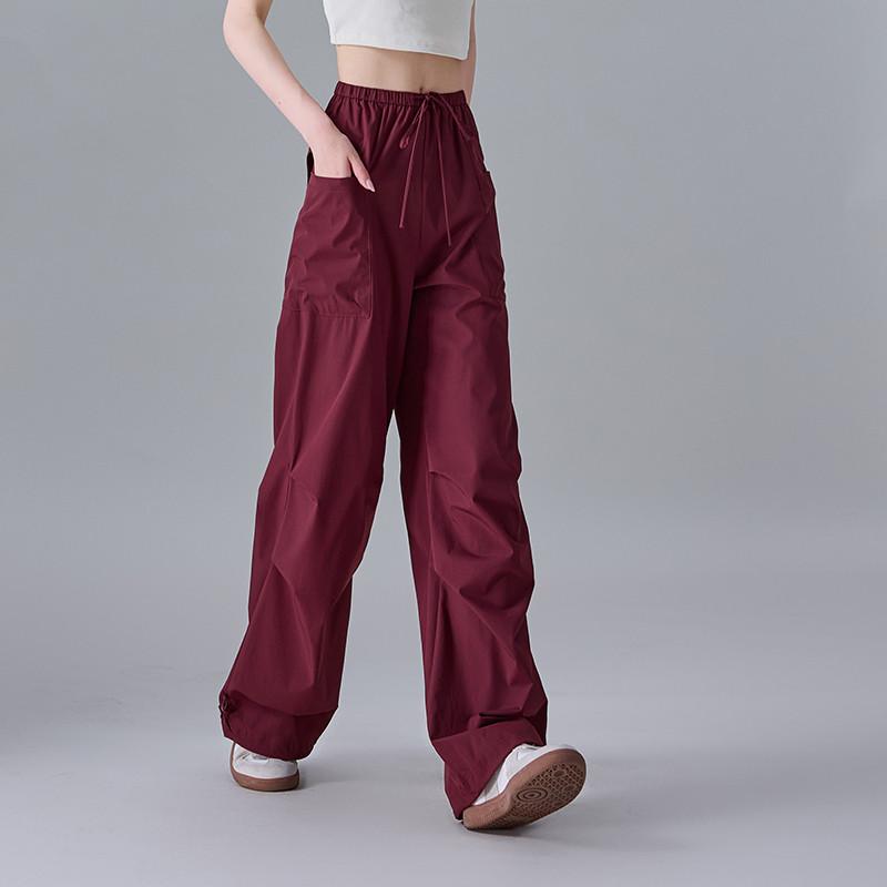 Sports and leisure large pocket American work pants for women in summer 2026, thin style, fashionable and versatile wide leg floor pants