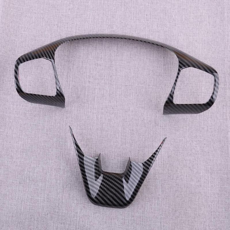 2pcs Carbon Fiber Style Steering Wheel Trim Cover Frame Fit for Ford Fiesta ST Mk8 2018-