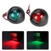 12V Round LED Navigation Light Waterproof Starboards Port Lamp for Marine Boat Yacht Black Housing RedGreen