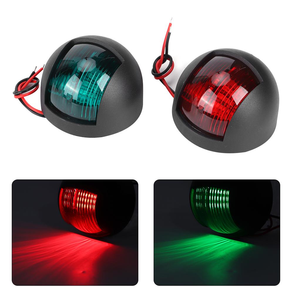 12V Round LED Navigation Light Waterproof Starboards Port Lamp for Marine Boat Yacht Black Housing RedGreen