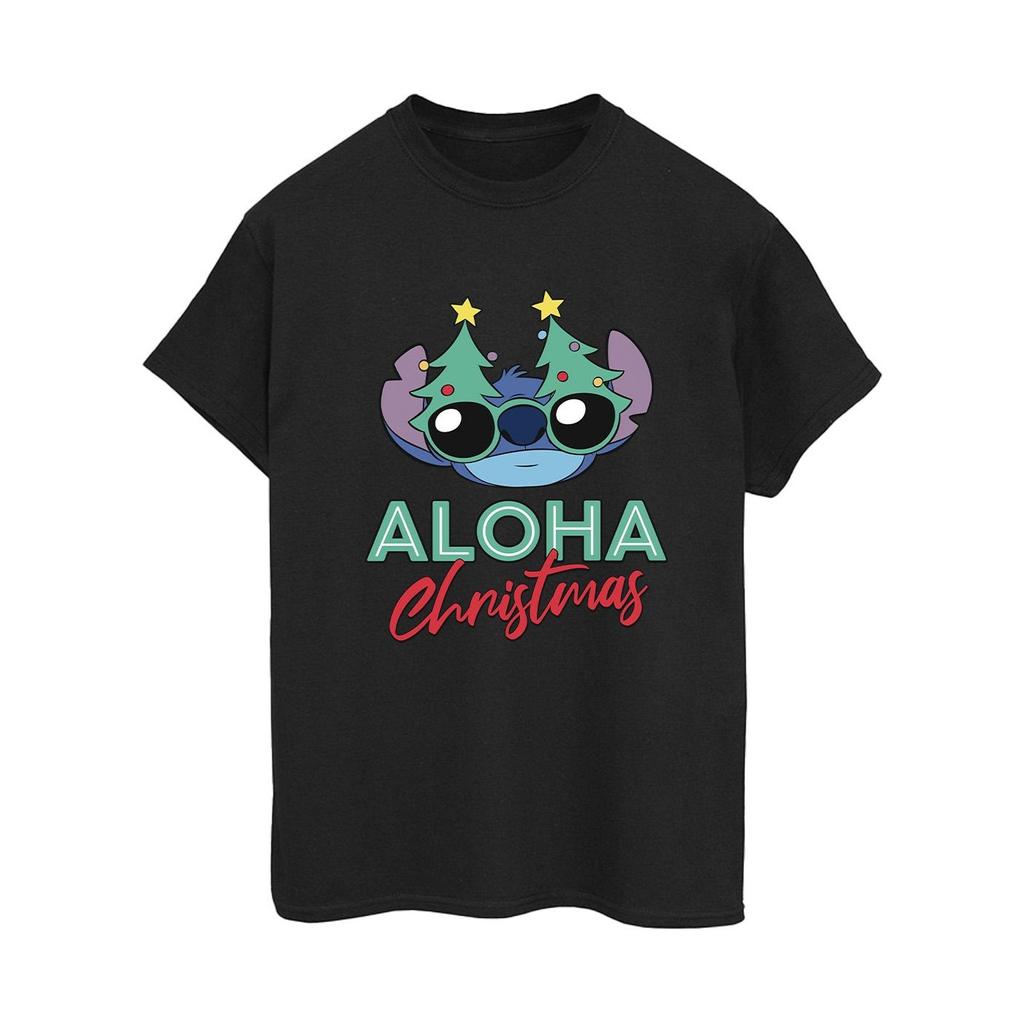 Disney Womens/Ladies Lilo And Stitch Christmas Tree Shades Cotton Boyfriend T-Shirt