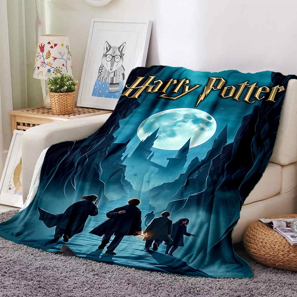 1pc Harry Potter Moonlight Journey Flannel Blanket Soft Warm Throw for Home, Office, Travel, All-Season Cozy Bedding GiftL1079