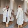 Новая утолщенная пуховая хлопковая одежда женская длинная до колена хлопковая одежда свободная хлебная одежда зимняя хлопковая куртка