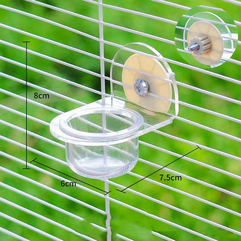 Bird Transparent Feeder Feeding Basin With Antiskid Stand Bowls Acrylic Bird Cage Feeder Fixed Food Bowl Parakeets Feeders