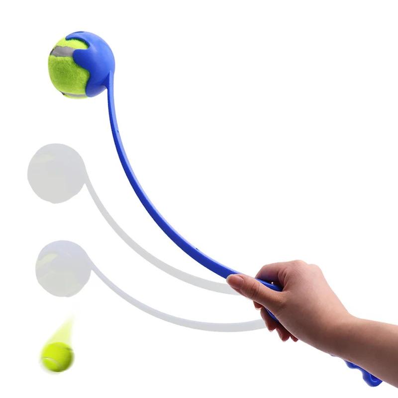 Interactive Dog Ball Launcher Toy for Fetch Training with 2 Durable Rubber Balls Automatic Cat Stick Thrower for Outdoor