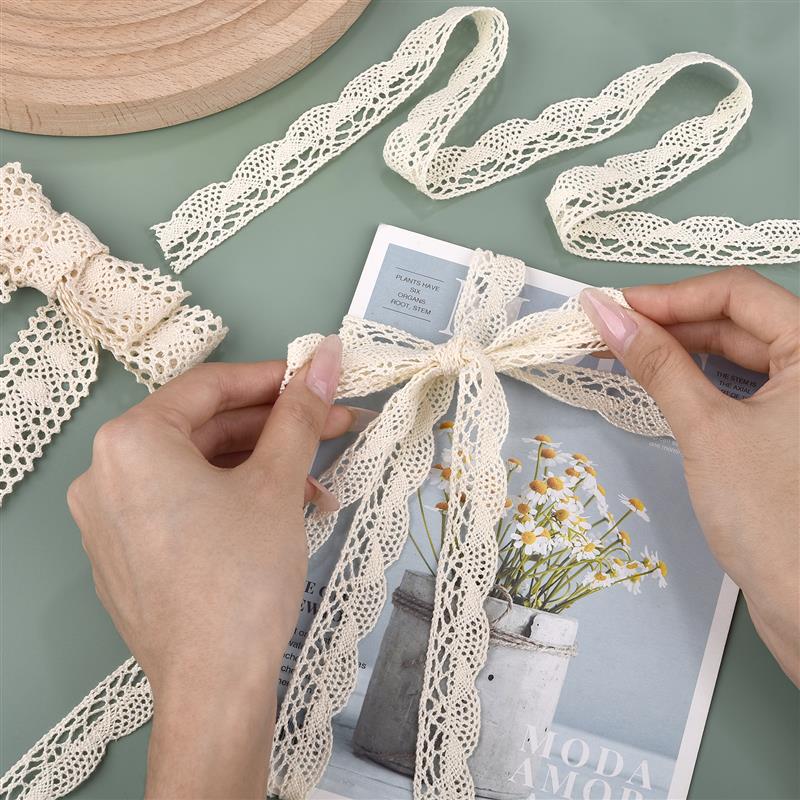 5 ярдов хлопчатобумажного кружева с волнистым плетением из хлопчатобумажной нити, ручной работы, DIY, материалы для одежды, штор, кружево, атласная лента