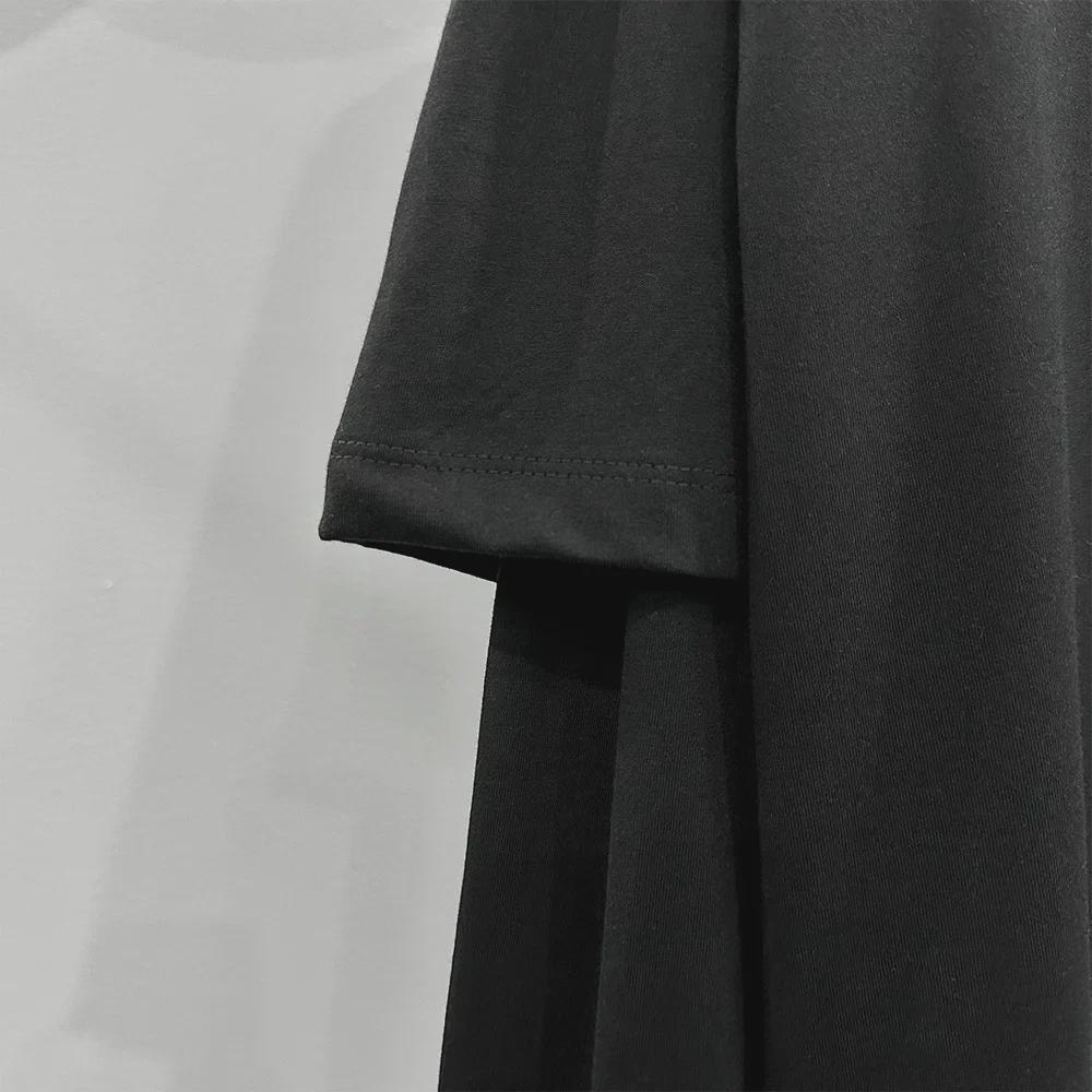 SUBHUMAN Мужская футболка весна/лето 2024 из двух частей, трикотажная, двухслойная, однотонная, свободная, с длинным рукавом