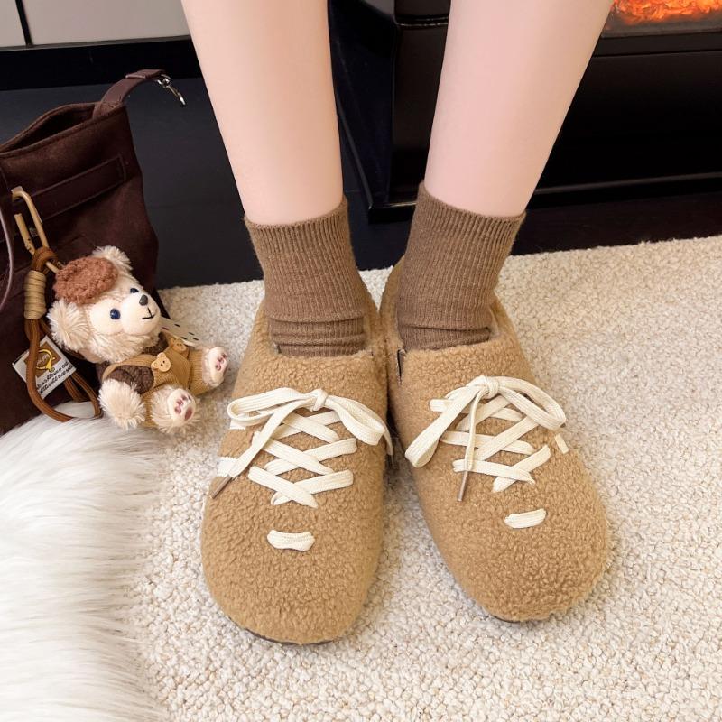 New Winter Fleece Thickened Fluffy Shoes Women's Fleece Thickened Warm Retro Cotton Shoes Lightweight Doudou Shoes