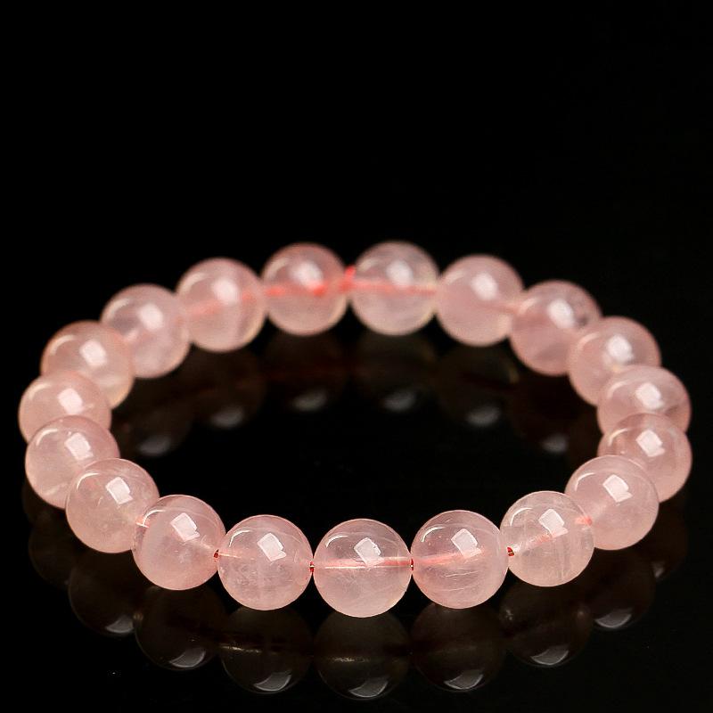 Hongchu Crystal Natural7A Premium Smooth Grapefruit Pink Round Bead Bracelet Creamy Pink Crystal Bracelet
