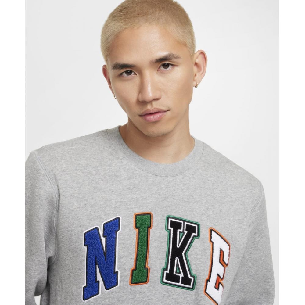 Nike Свитшот Club Crew M Темно-серый, меланжевый, белый Fz0880 063