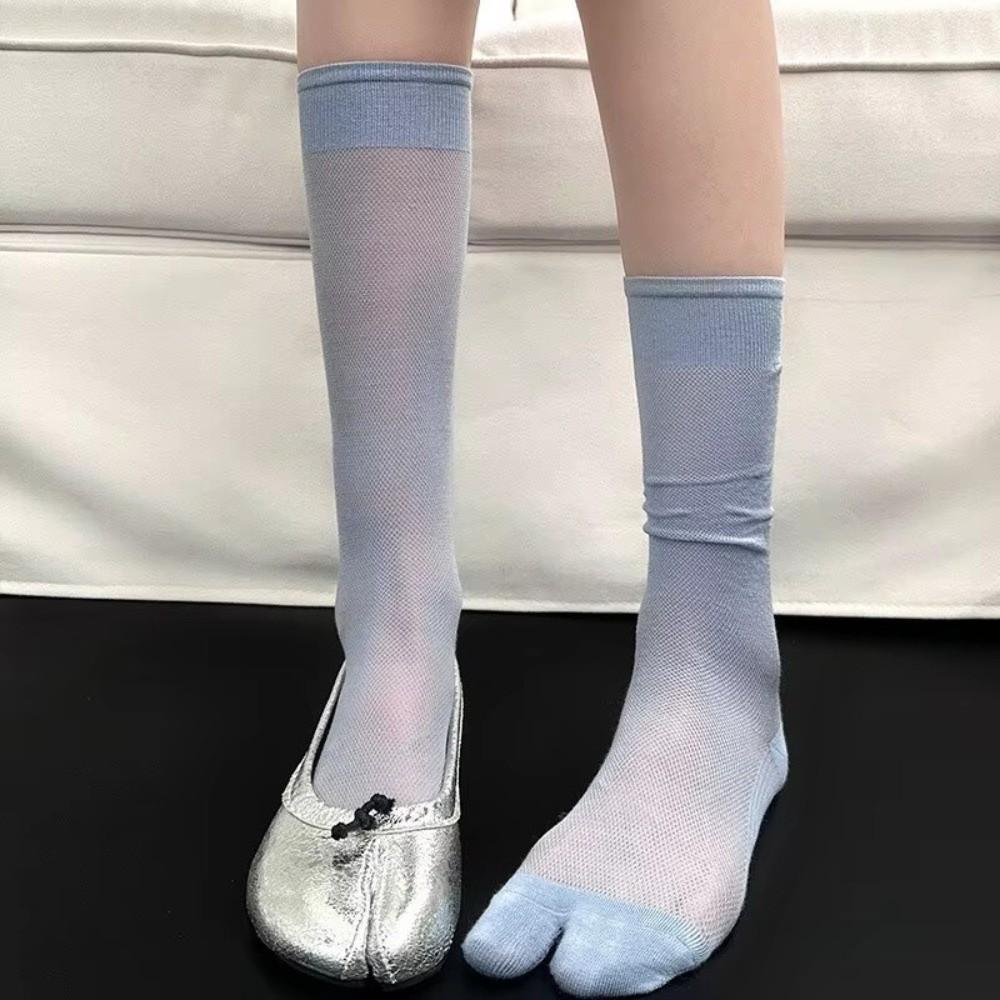 Sheer Mesh Split Toe Socks Hollow Out Slouch Socks Stylish Mid-Calf Socks  Summer Season
