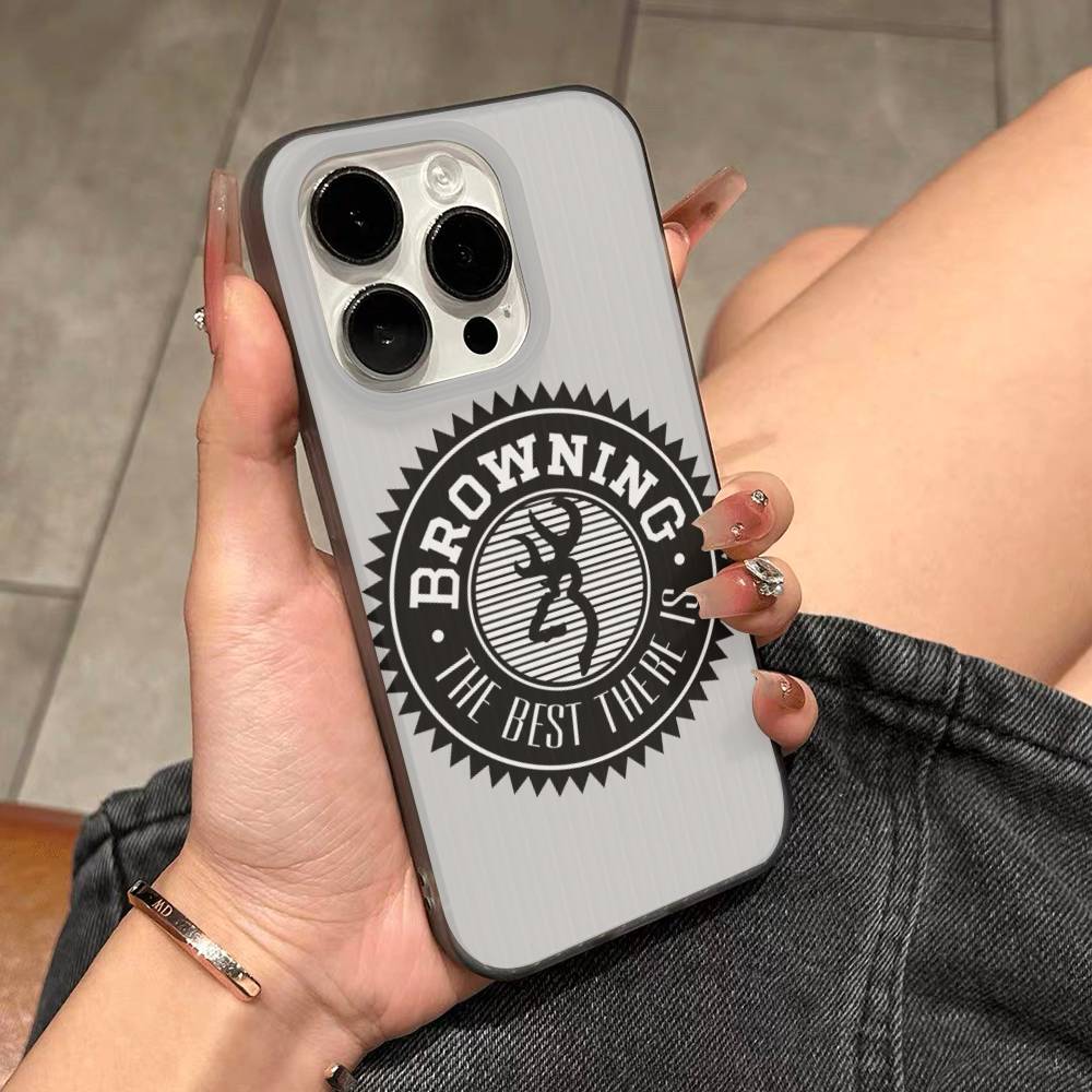 B-Browning Logo Phone Case For IPhone 17 16 15 14 Plus 13 12 11 Pro Max Pro Wave Corrugated Cover